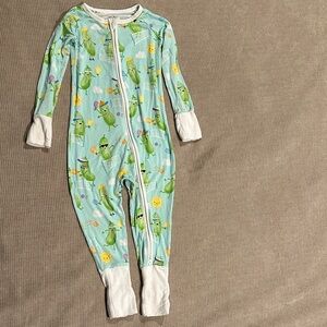 Little Sleepies Dancing Pickles Mint Green Footie